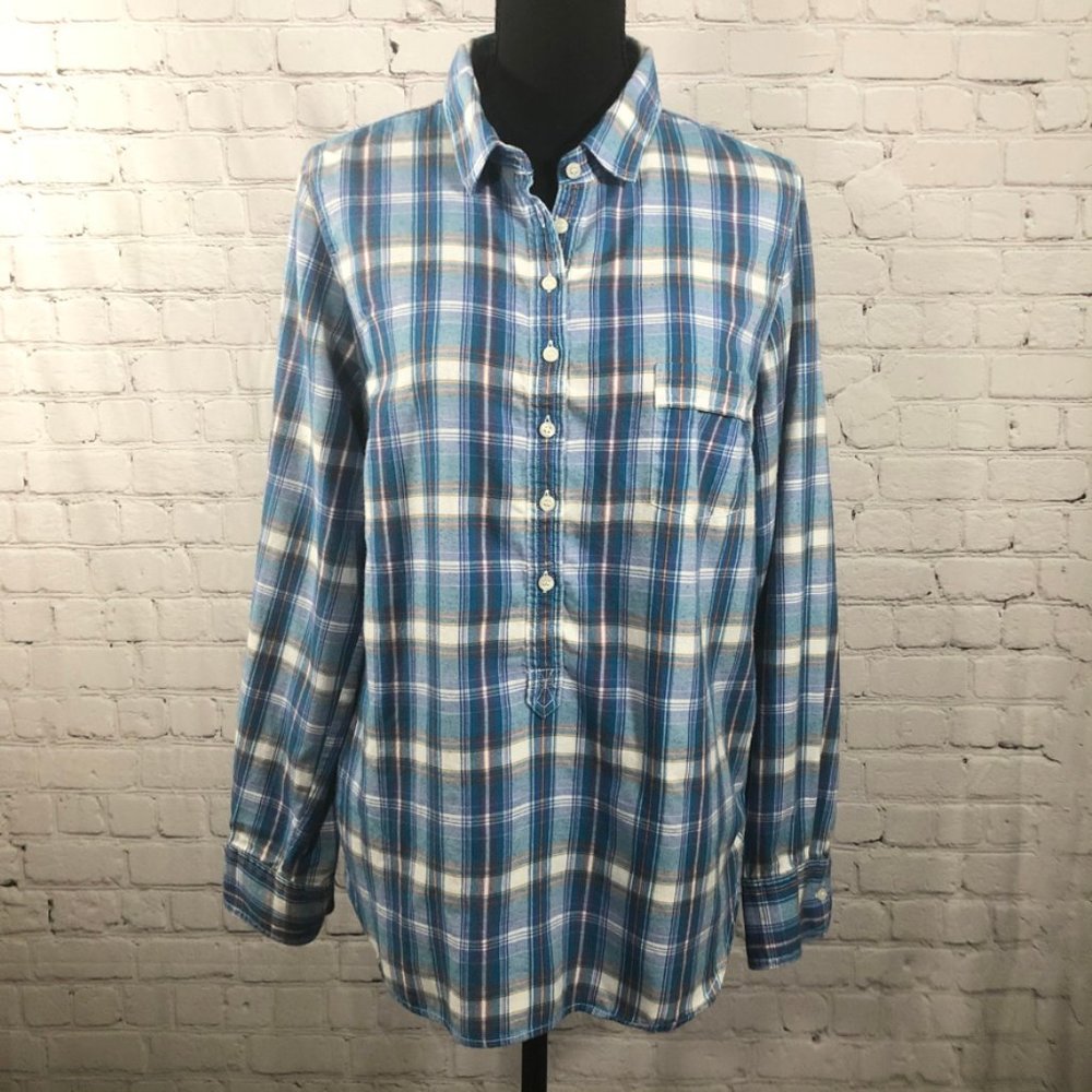 Plaid J Crew Long Sleeved Button Down Tunic